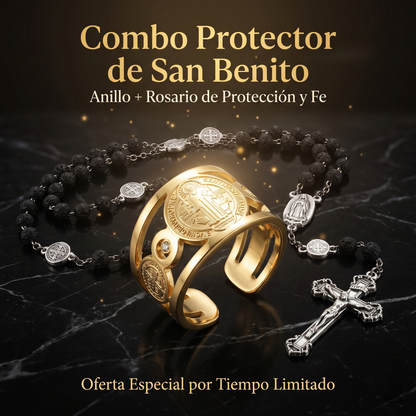 Combo Protector de San Benito: Anillo + Rosario
